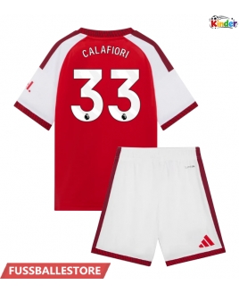 Günstige Arsenal Riccardo Calafiori #33 Heimtrikotsatz Kinder 2026-27 Kurzarm (+ Kurze Hosen)